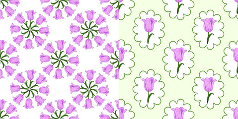 seamless floral pattern  with pink tulips