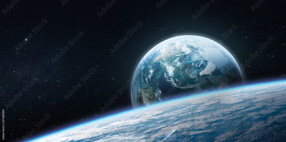 Aufkleber Planet Earth view from outer space. Stars and galaxies on background. Elements of this image furnished by NASA