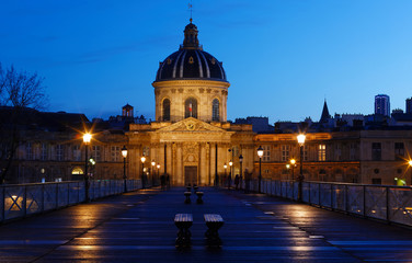 Fototapeta na wymiar The French Academy and Arts bridge , Paris, France.