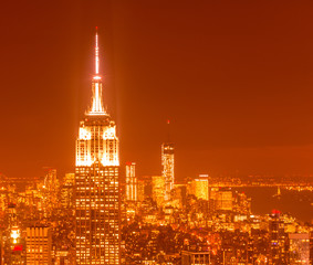 Obraz premium View of New York Manhattan during sunset hours