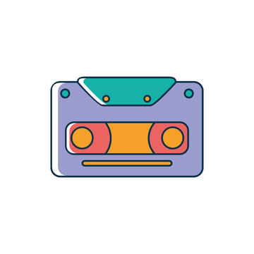 recommend clip art: vintage cassette tape melody sound music line and fill style