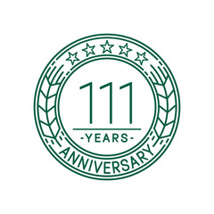 111 years anniversary celebration logo template. Line art vector and illustration.