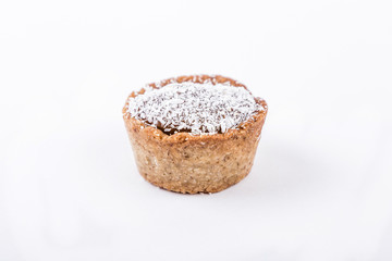 Tasty cupcakes on a white wooden table 