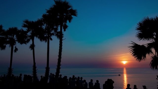4K 60P Sunset　beach　timelapse　Tropical scene　Resort　palm tree Cape