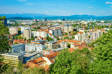 Cityscape of city center in Ljubljana