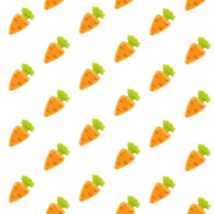 Seamless ornament of cartoon carrots on a white background