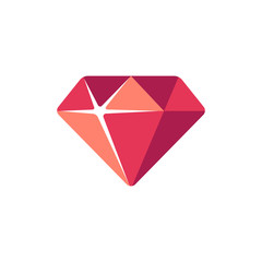 Red diamond flat icon. Slot machine symbol.