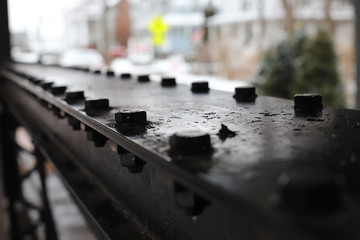 Obraz premium Metal pattern. Metal screws sequence. Metal texture.