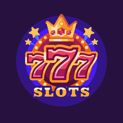 777 slots casino win illustration on blue background