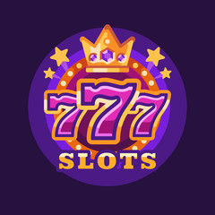 777 slots casino win illustration on purple background