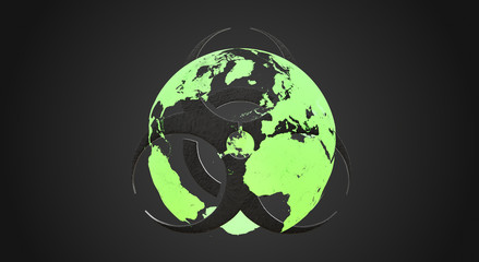 green earth biohazard symbol 3d-illustration. elements of this image furnished by NASA