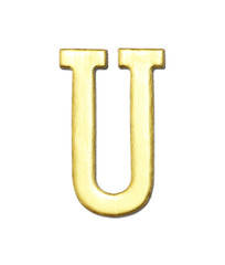 Letter U from Gold solid alphabet on white, This has clipping path.