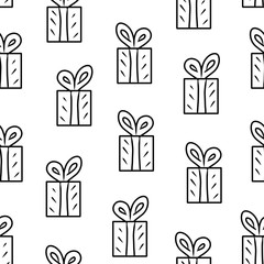 black and white gift with bow pattern for printing and textile