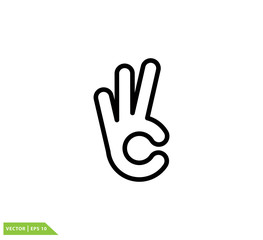 Okay hand icon vector logo design template