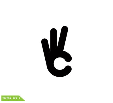 Okay hand icon vector logo design template