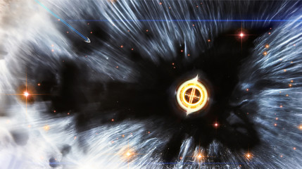 Abstract 3d illustration of a star rediation in a nebula artwork