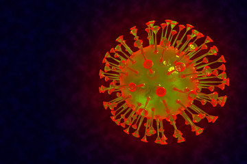 3d rendering illustration infection medical health pandemic risk concept. Chinese pathogen respiratory influenza Coronavirus ,COVID-19 disease  influenza cells. Dangerous flu Bio-Science 2019.