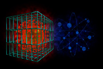 3d rendering illustration infection medical health pandemic risk concept. Chinese pathogen respiratory influenza Coronavirus ,COVID-19 disease  influenza cells. Dangerous flu Bio-Science 2019.