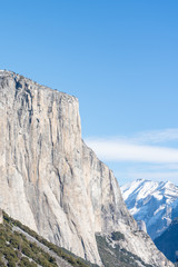 Yosemite National Park Valley, El Capitan from Tunnel View, Winter Season, Mariposa County, Western Sierra Nevada mountains, California, United States of America.