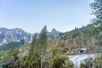 Yosemite National Park Valley, El Capitan from Tunnel View, Winter Season, Mariposa County, Western Sierra Nevada mountains, California, United States of America.