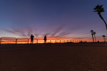 silhouette of bridge at sunset