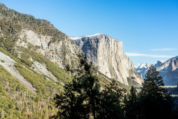 Yosemite National Park Valley, El Capitan from Tunnel View, Winter Season, Mariposa County, Western Sierra Nevada mountains, California, United States of America.