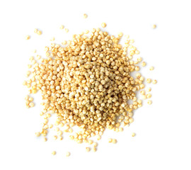 Organic quinoa seeds on white background
