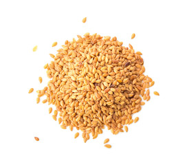 Flax seeds isolated on white background. Top view.