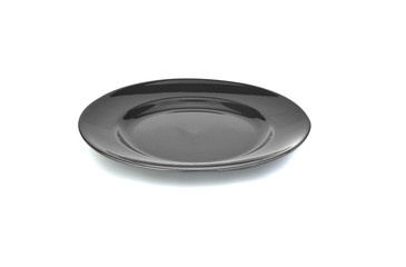 Empty black plate isolated on a white background