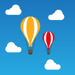 Two balloons flying in blue sky. vector illustration