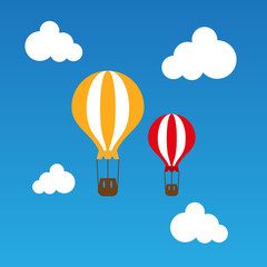 Two balloons flying in blue sky. vector illustration