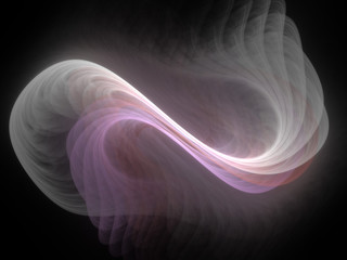 Obraz premium Pink White Swirling Cloud of Smoke, Digital Illustration, Graphic Resource - Soft glowing bands of energy, brilliant light, dreamy soft minimal background. Flowing plasma, curves in motion