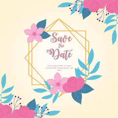 flowers wedding, save the date, elegant flowers decoration card