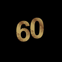 60 Years Anniversary Celebration Gold Vector Template Design Illustration