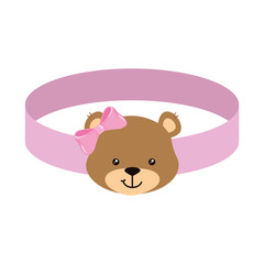 face of cute teddy bear female in bracelet vector illustration design