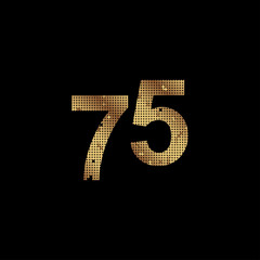 75 Years Anniversary Celebration Gold Vector Template Design Illustration