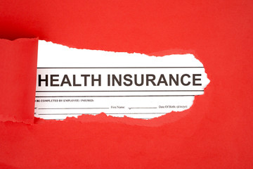 Fototapeta na wymiar Closeup of Health Insurance text from a document