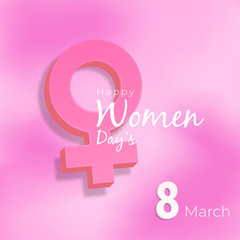 greeting happy women day's in pink blur background, 8 march