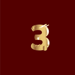 3 Years Anniversary Celebration Gradient Gold Number Vector Template Design Illustration