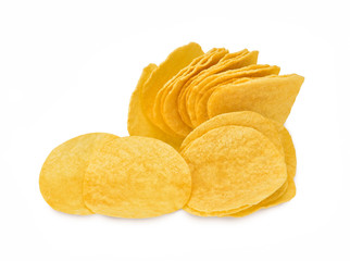  Potato chips isolated on white background