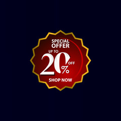 Discount up to 20% off Special Offer Shop Now Tag Label Vector Template Design Illustration
