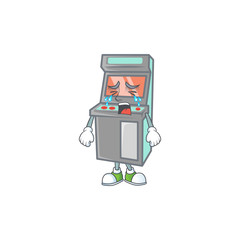 A crying arcade game machine mascot design style