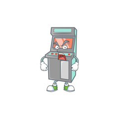 Arcade game machine cartoon character design with angry face