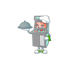 An icon of arcade game machine as a Chef with food on tray ready to serve