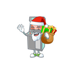 Obraz premium Santa arcade game machine Cartoon design having a sack of gifts