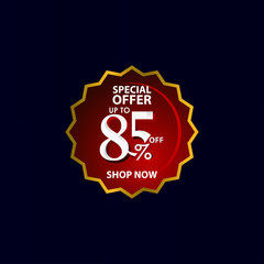 Discount up to 85% off Special Offer Shop Now Tag Label Vector Template Design Illustration