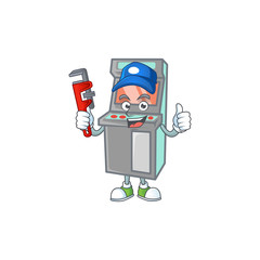 Smiley Plumber arcade game machine on mascot picture style