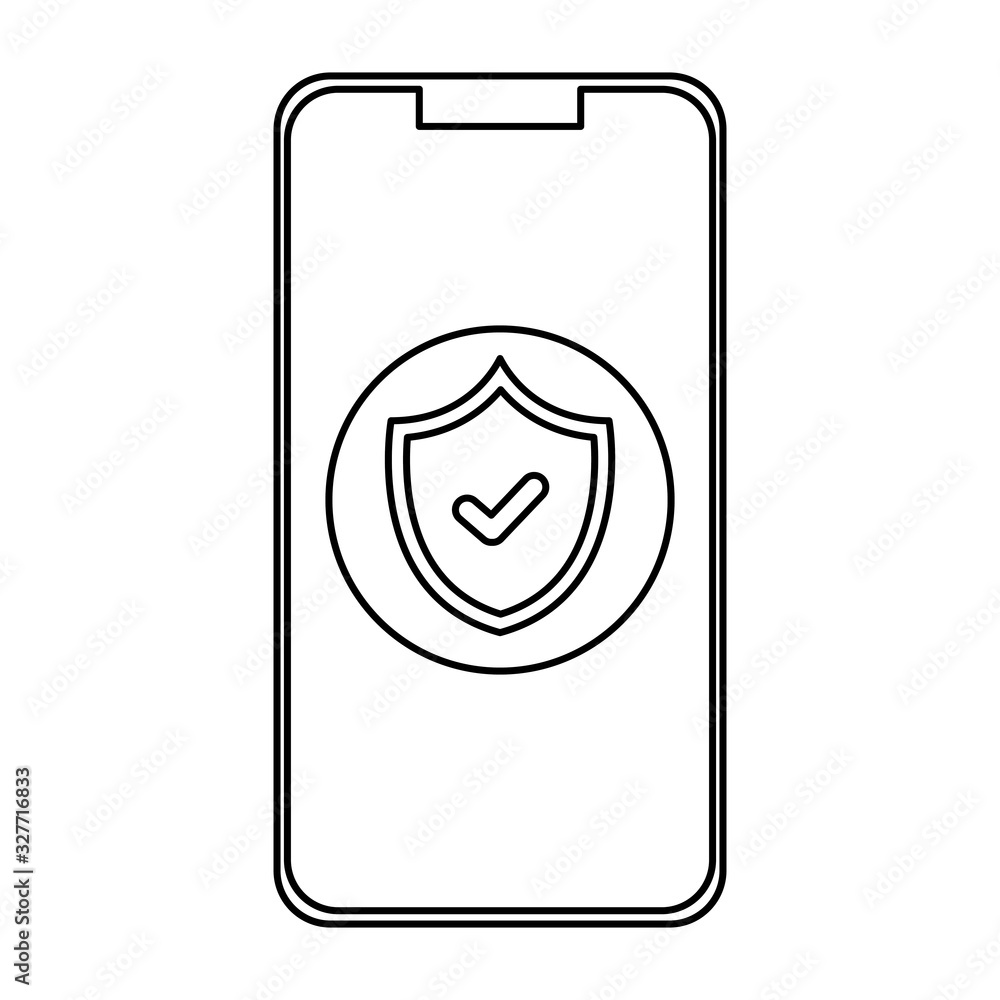 Poster smartphone with shield design of security system warning protection danger web alert and safe theme 