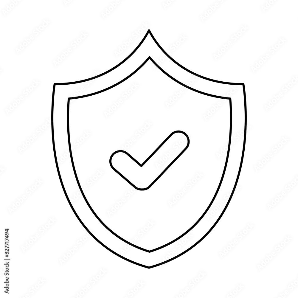 Poster shield with check mark design of security system warning protection danger web alert and safe theme 