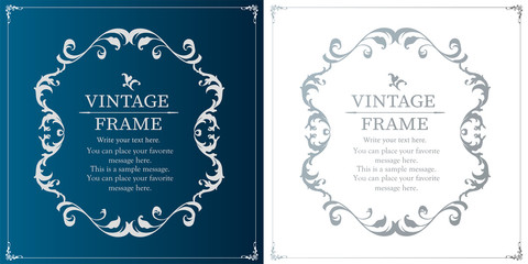高級感のあるビンテージ調のフレームデザインセット　罫線　枠　ウエディング　ビンテージ　アンティーク